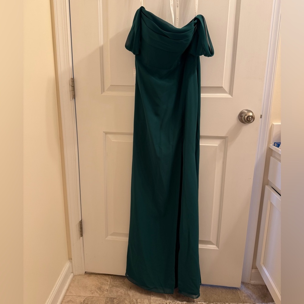 Azazie Emerald Off-Shoulder Dress